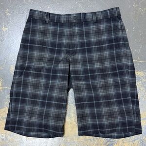 Nike Golf Shorts Dark Grey 657746-060 Core Plaid 11” 32 Medium Black Tour Pro